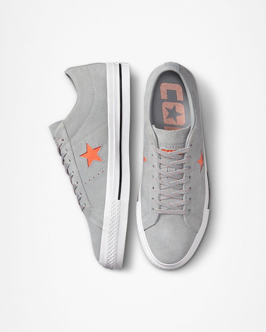 Bascheți Barbati Converse One Star Pro Gri Portocalii Albi | RO HSYTD039